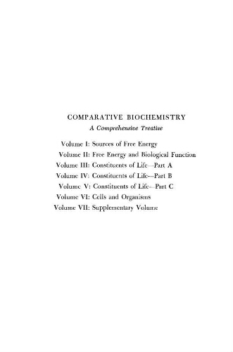 Comparative biochemistry : a comprehensive treatise .7: supplementary volume Comparative biochemistry : a comprehensive treatise .7: supplementary volume