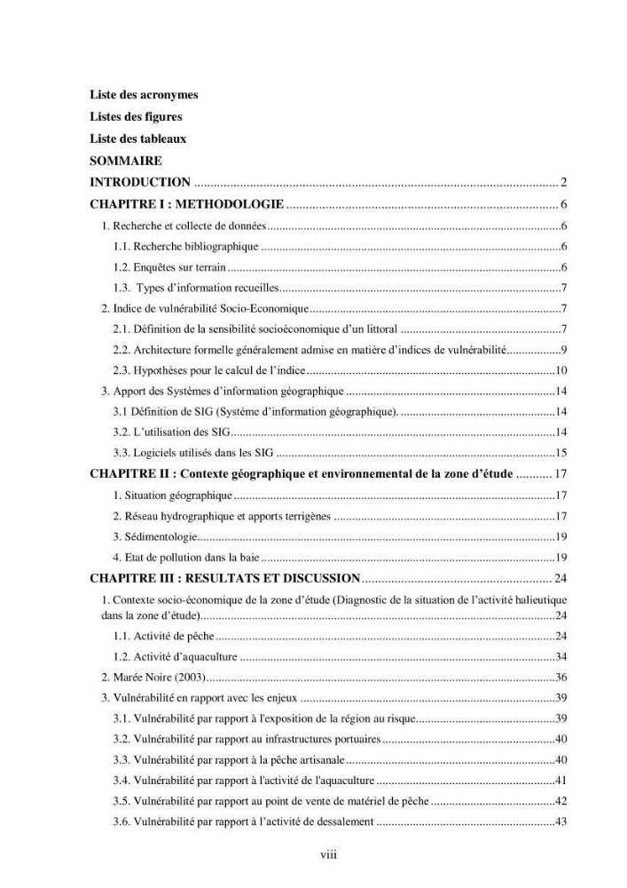 Evaluation de la vulnérabilité socio-économique du secteur de la pêche face à une pollution potentielle par les hydrocarbures dans la baie de Bou-Ismail