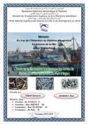 L'étude de la rentabilité économique des unités de pêche (cas des sardiniers du port d'alger)