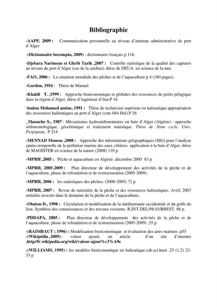 L\'étude de la rentabilité économique des unités de pêche (cas des sardiniers du port d\'alger)