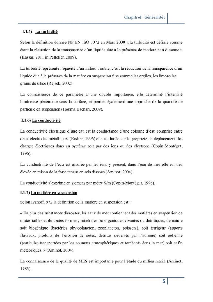 Les paramétres physico-chimiques et la pollution dans les l\'eau et le sédiment dans le port de Sidi Fredj