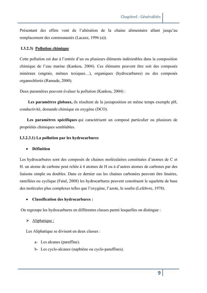 Les paramétres physico-chimiques et la pollution dans les l\'eau et le sédiment dans le port de Sidi Fredj