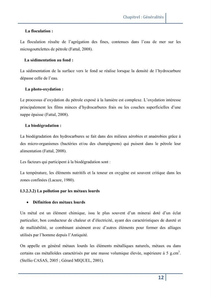 Les paramétres physico-chimiques et la pollution dans les l\'eau et le sédiment dans le port de Sidi Fredj