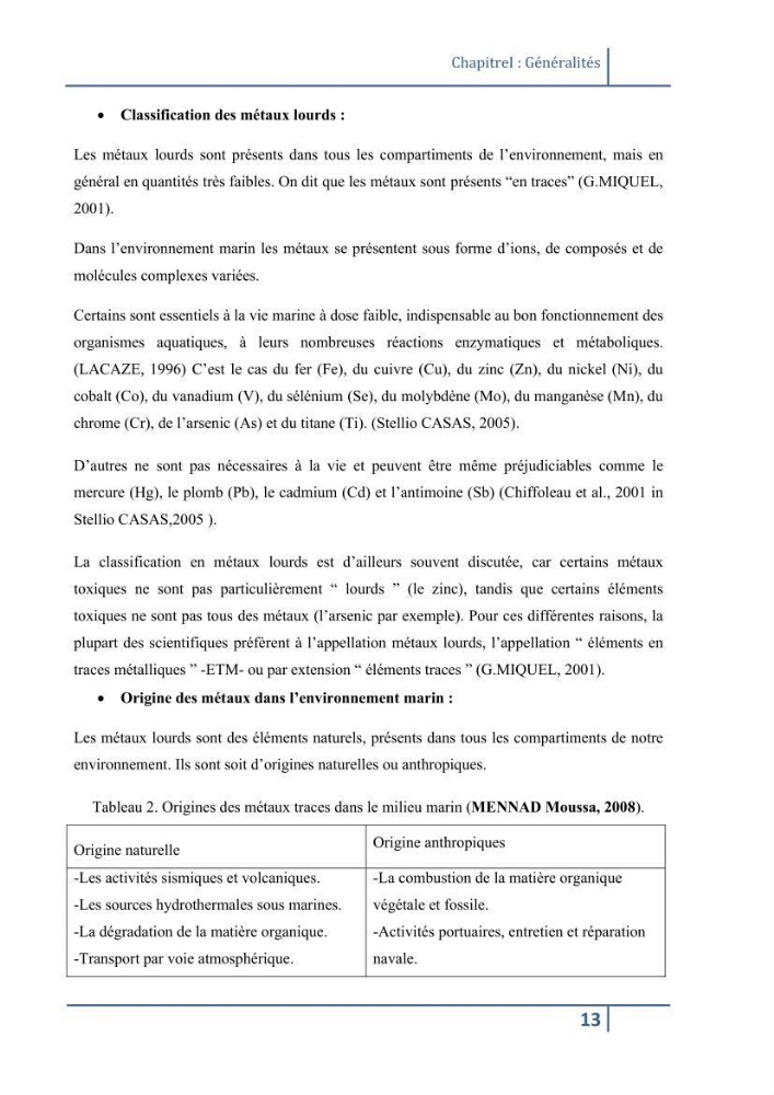 Les paramétres physico-chimiques et la pollution dans les l\'eau et le sédiment dans le port de Sidi Fredj