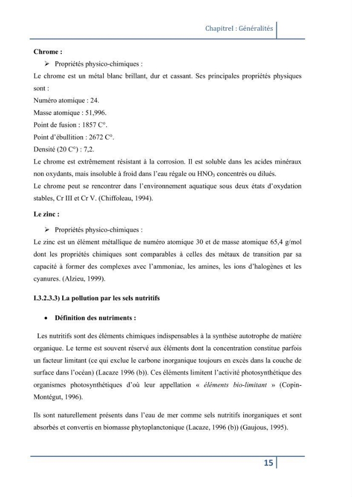 Les paramétres physico-chimiques et la pollution dans les l\'eau et le sédiment dans le port de Sidi Fredj