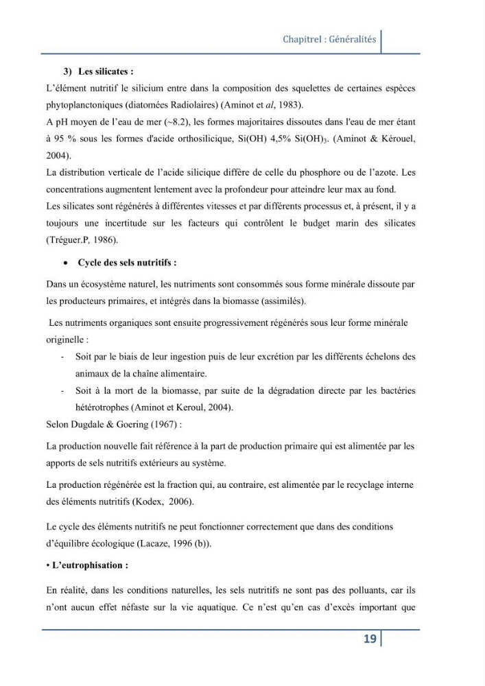 Les paramétres physico-chimiques et la pollution dans les l\'eau et le sédiment dans le port de Sidi Fredj
