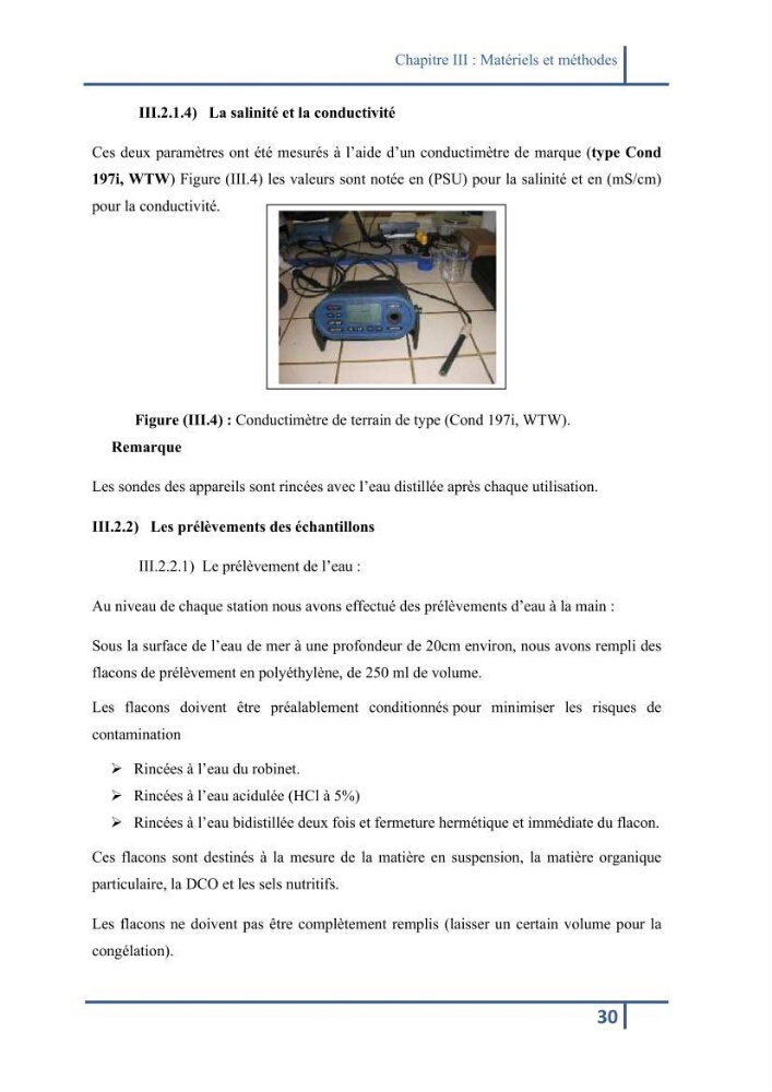 Les paramétres physico-chimiques et la pollution dans les l\'eau et le sédiment dans le port de Sidi Fredj