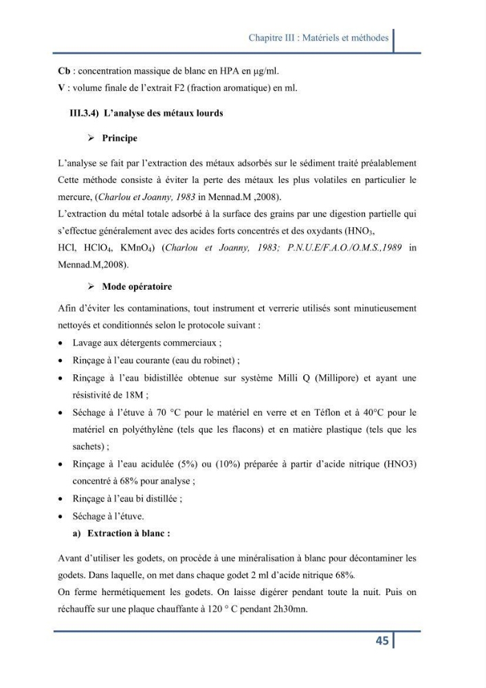Les paramétres physico-chimiques et la pollution dans les l\'eau et le sédiment dans le port de Sidi Fredj