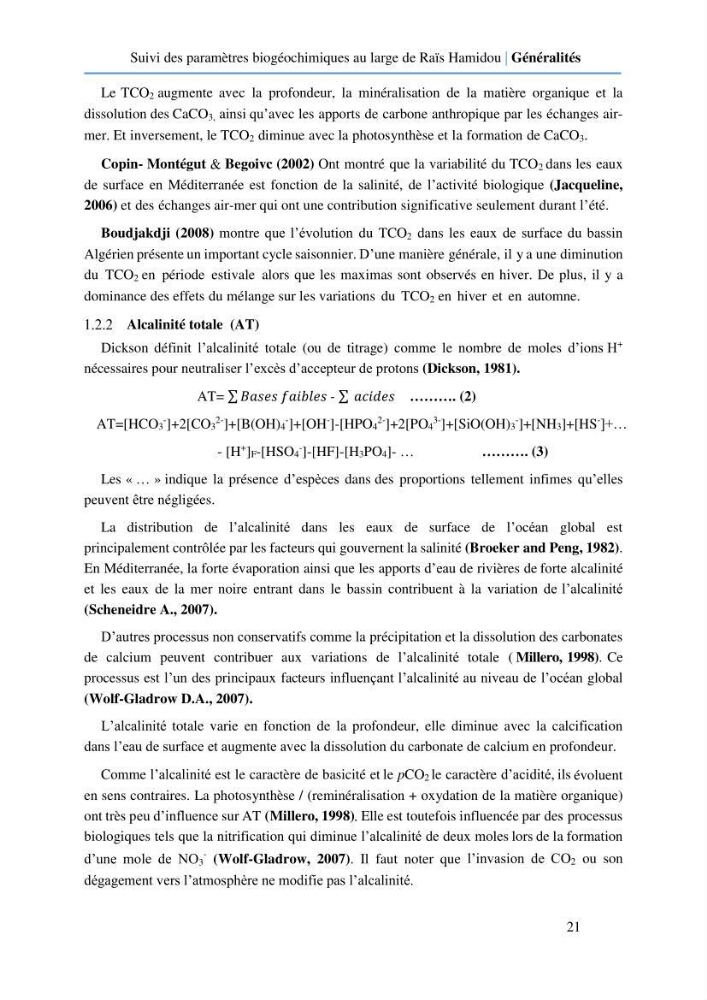 Suivi des paramètres biogéochimiques au large de Rais Hamidou entre Avril et juillet 2019: