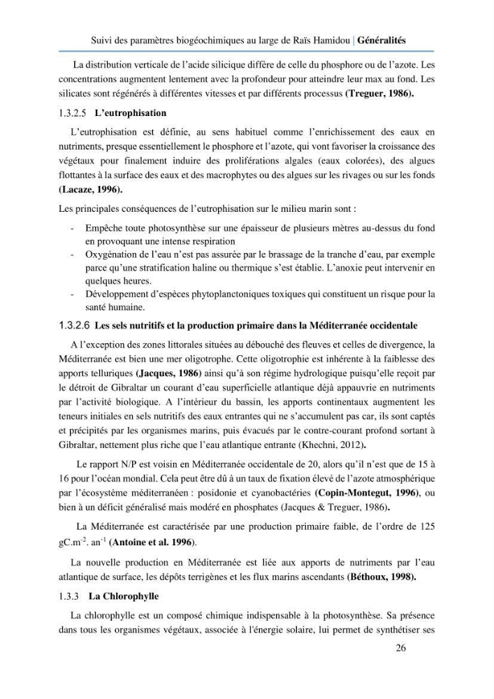 Suivi des paramètres biogéochimiques au large de Rais Hamidou entre Avril et juillet 2019: