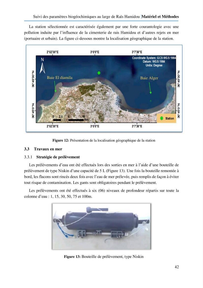 Suivi des paramètres biogéochimiques au large de Rais Hamidou entre Avril et juillet 2019: