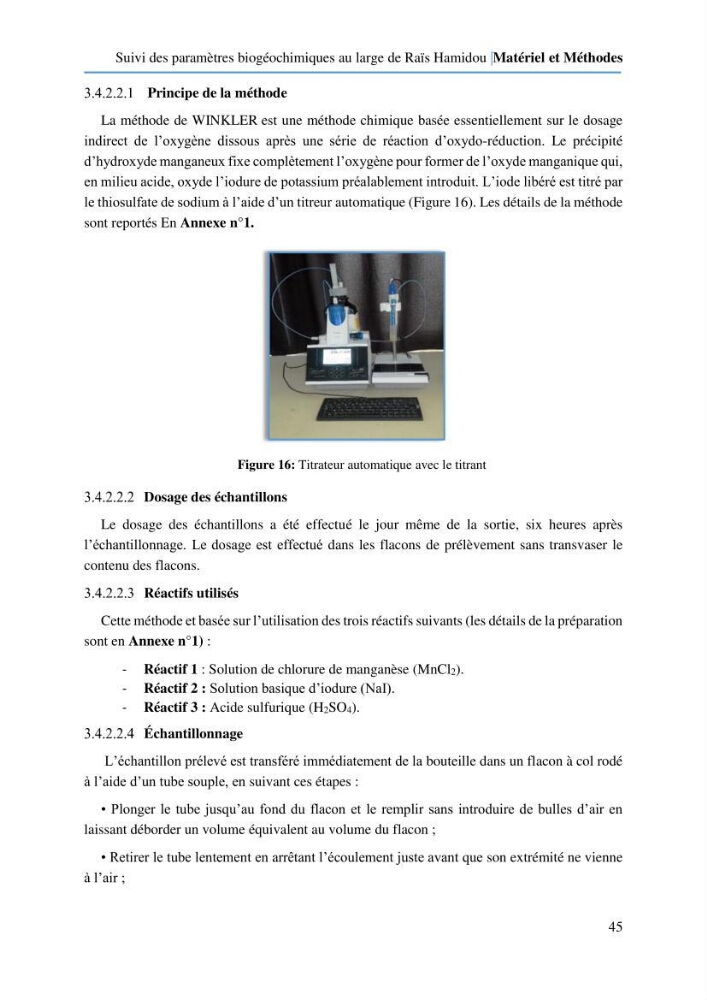Suivi des paramètres biogéochimiques au large de Rais Hamidou entre Avril et juillet 2019: