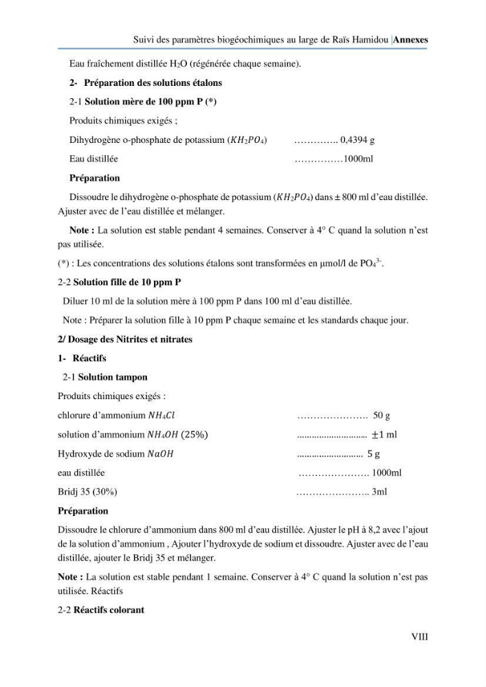Suivi des paramètres biogéochimiques au large de Rais Hamidou entre Avril et juillet 2019: