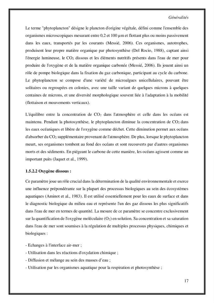 Contribution à l\'étude du cycle annuel des flux air-mer en Co2 dans la baie de BouIsmail