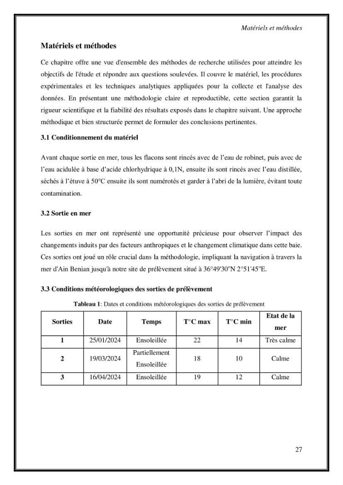 Contribution à l\'étude du cycle annuel des flux air-mer en Co2 dans la baie de BouIsmail