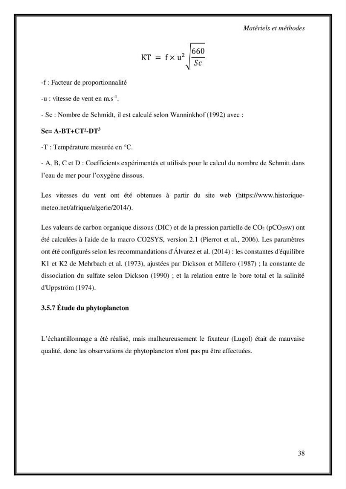 Contribution à l\'étude du cycle annuel des flux air-mer en Co2 dans la baie de BouIsmail