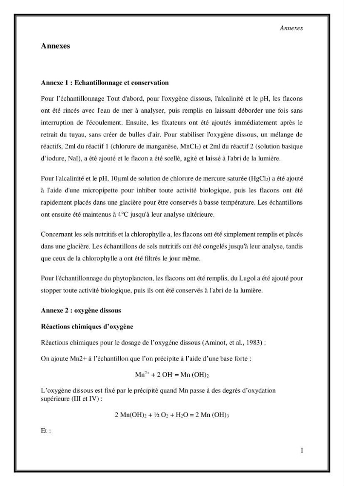 Contribution à l\'étude du cycle annuel des flux air-mer en Co2 dans la baie de BouIsmail