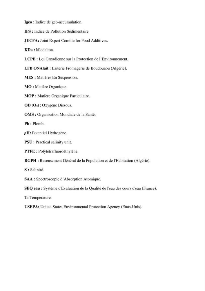 Evaluation du taux de la pollution des eaux et des sédiments par les métaux lourds au niveau du littoral de Boumerdes
