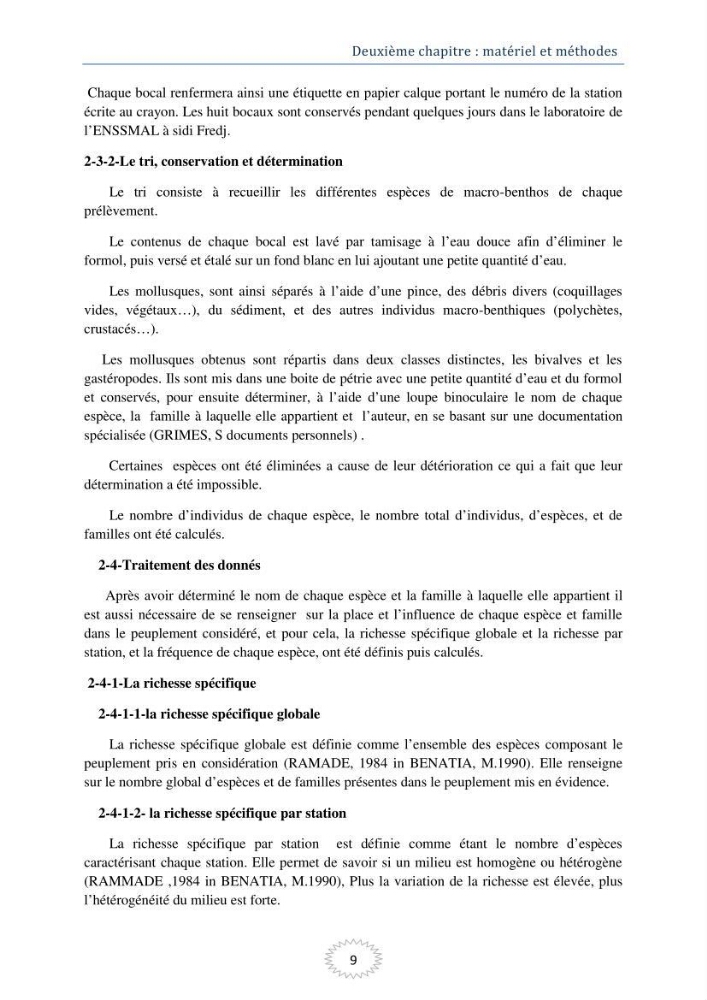 Les mollusques benthiques bivalves et gastéropodes de la plage ouest de Sidi-Fredj