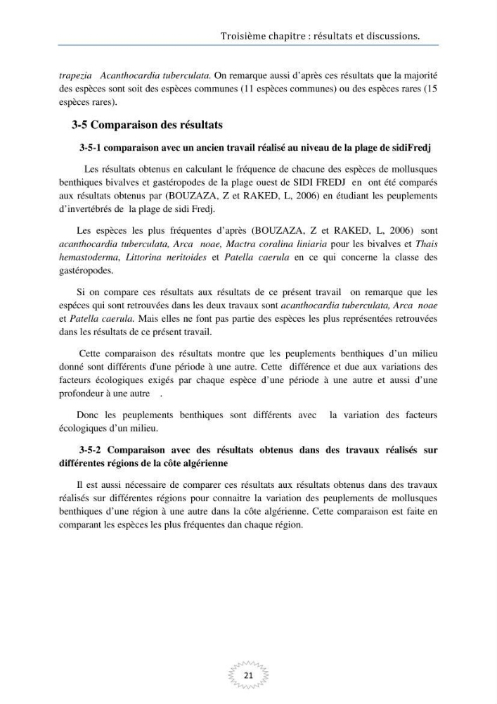 Les mollusques benthiques bivalves et gastéropodes de la plage ouest de Sidi-Fredj