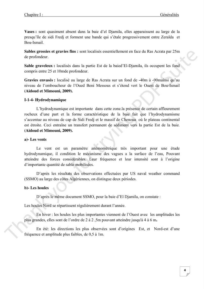 Contribution à l\'étude d\'analyse granulométrique et bactériologique au niveau de port d\'El-Djamila