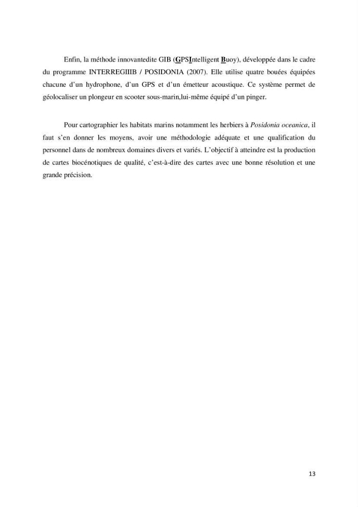 Contribution à la cartographie des habitas marins dans le cadre d\'une étude d\'impact