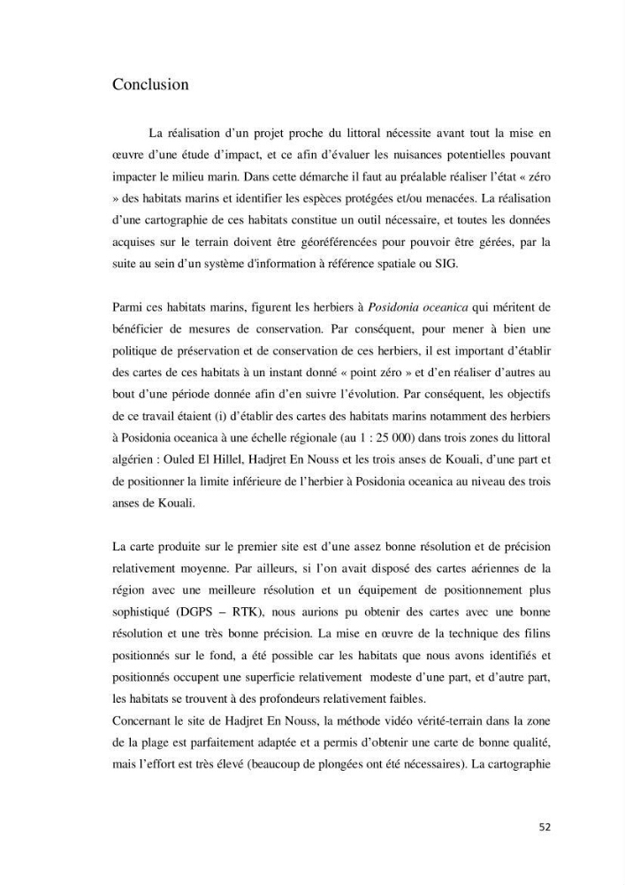 Contribution à la cartographie des habitas marins dans le cadre d\'une étude d\'impact