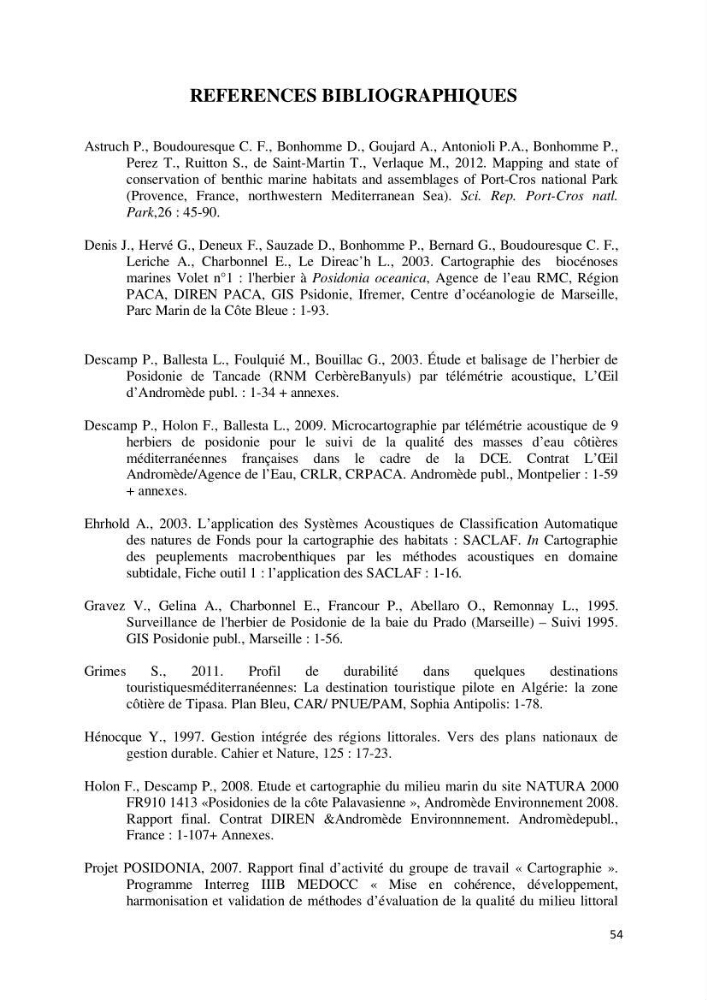 Contribution à la cartographie des habitas marins dans le cadre d\'une étude d\'impact