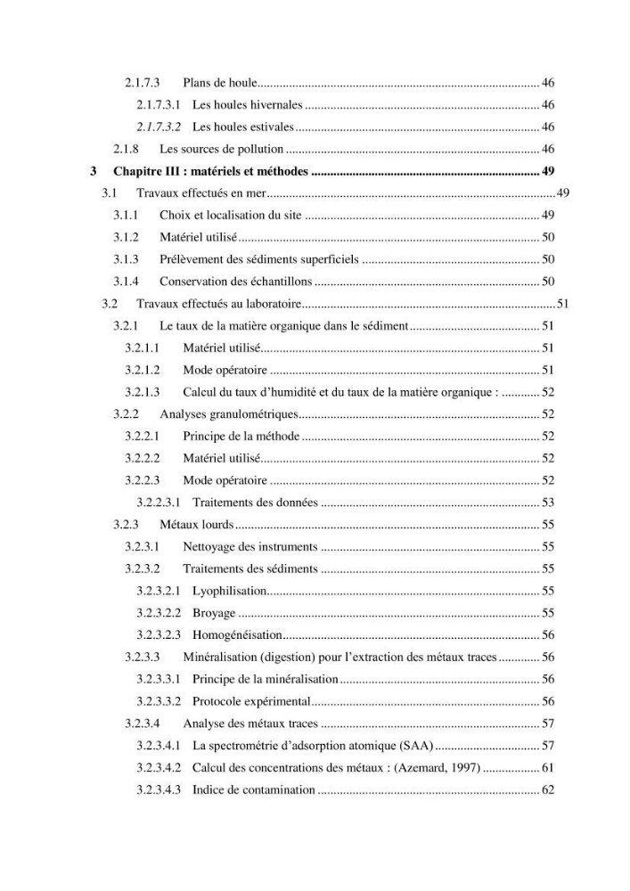 Etude des métaux traces dans les sédiments à l’embouchure métaux traces dans les sédiments à l’embouchure