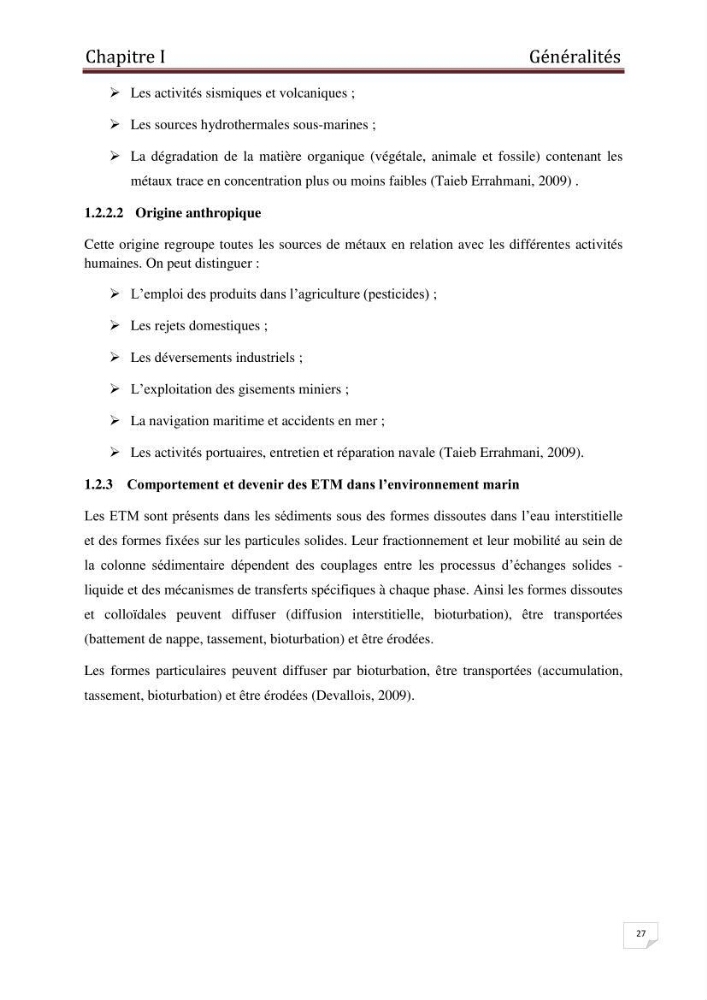 Etude des métaux traces dans les sédiments à l’embouchure métaux traces dans les sédiments à l’embouchure