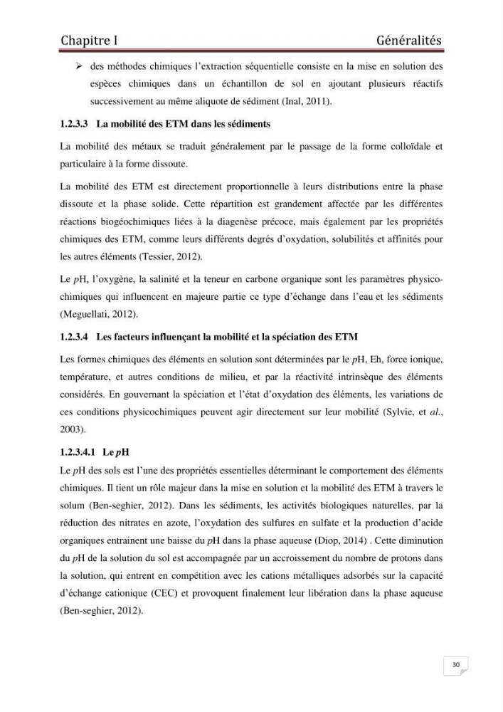 Etude des métaux traces dans les sédiments à l’embouchure métaux traces dans les sédiments à l’embouchure