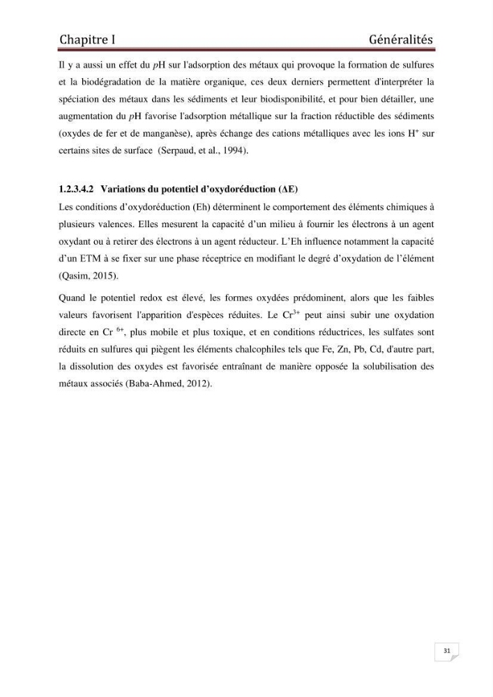 Etude des métaux traces dans les sédiments à l’embouchure métaux traces dans les sédiments à l’embouchure