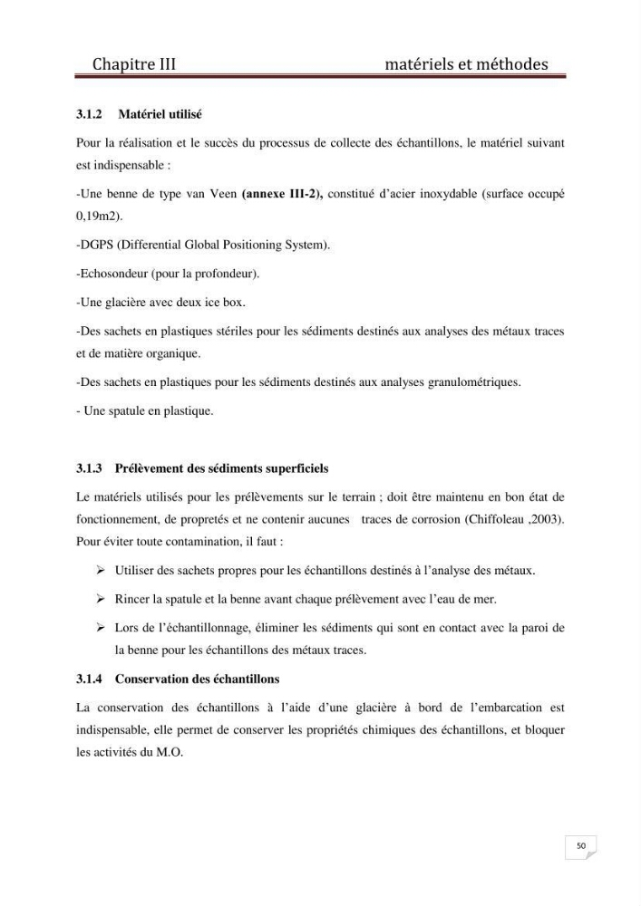 Etude des métaux traces dans les sédiments à l’embouchure métaux traces dans les sédiments à l’embouchure