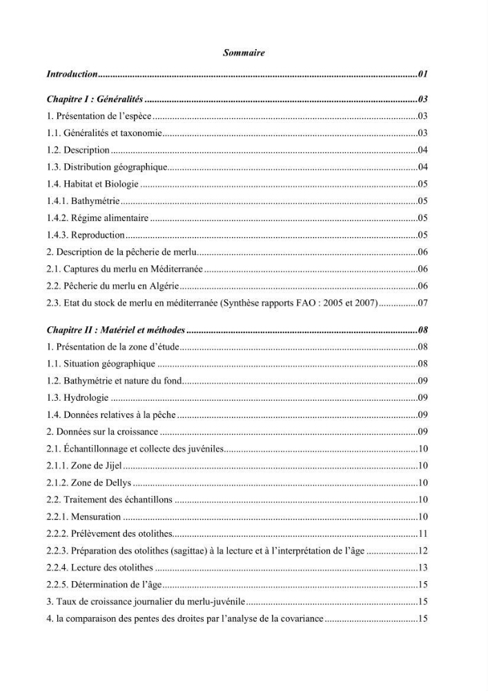 Etude des variabilités interannuelle et interrégionale du taux de croissance des juvéniles de merlu (merluccius merluccius) dans les baies de Jijel et de Dellys