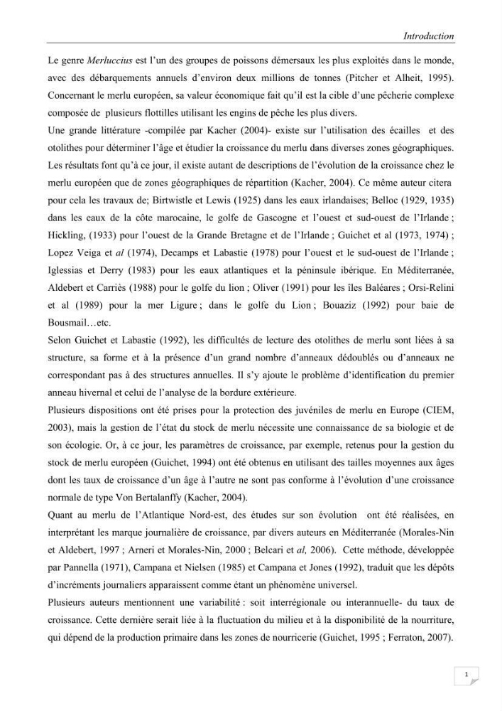 Etude des variabilités interannuelle et interrégionale du taux de croissance des juvéniles de merlu (merluccius merluccius) dans les baies de Jijel et de Dellys