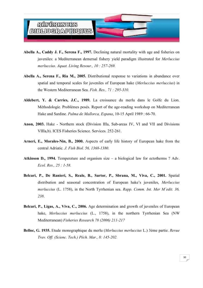 Etude des variabilités interannuelle et interrégionale du taux de croissance des juvéniles de merlu (merluccius merluccius) dans les baies de Jijel et de Dellys