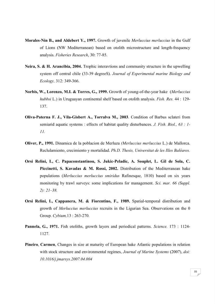 Etude des variabilités interannuelle et interrégionale du taux de croissance des juvéniles de merlu (merluccius merluccius) dans les baies de Jijel et de Dellys