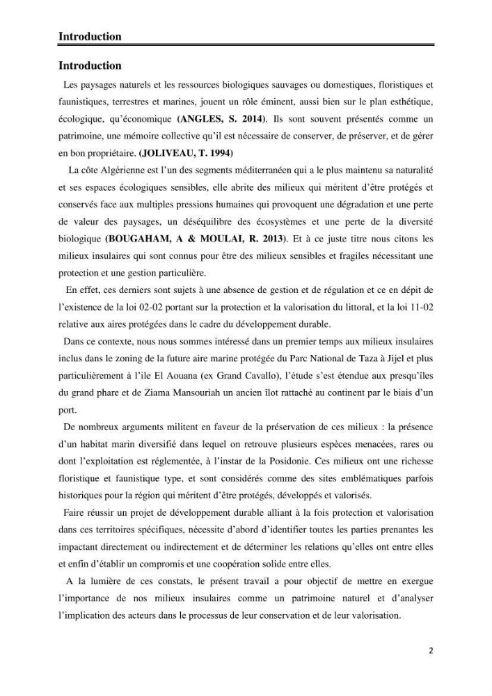 Milieux insulaires, quel avenir? étude d\'intégration des iles et ilots dans le processus de gouvernance de la future aire marine protégée du Parc National de Taza-Jijel