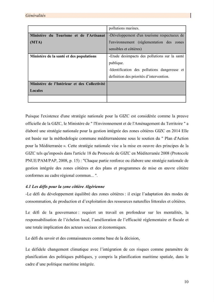 Mise en œuvre d’une gestion intégrée des zones côtières au niveau local: requis et proposition d\'un plan de gestion de la commune de Rais Hamidou