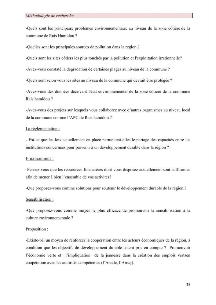 Mise en œuvre d’une gestion intégrée des zones côtières au niveau local: requis et proposition d\'un plan de gestion de la commune de Rais Hamidou