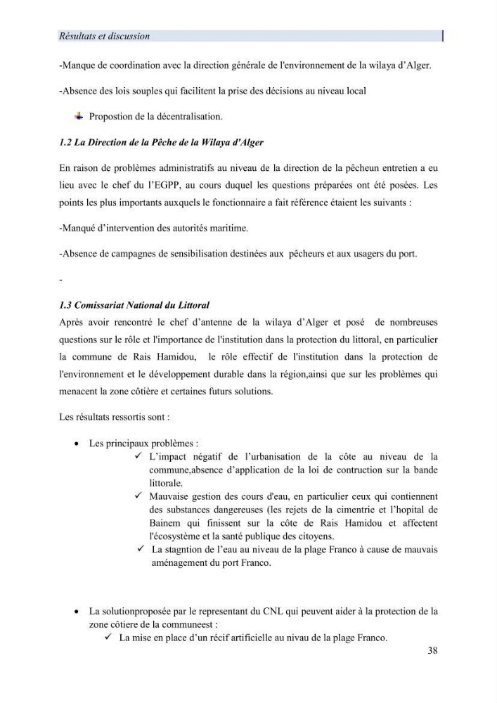Mise en œuvre d’une gestion intégrée des zones côtières au niveau local: requis et proposition d\'un plan de gestion de la commune de Rais Hamidou