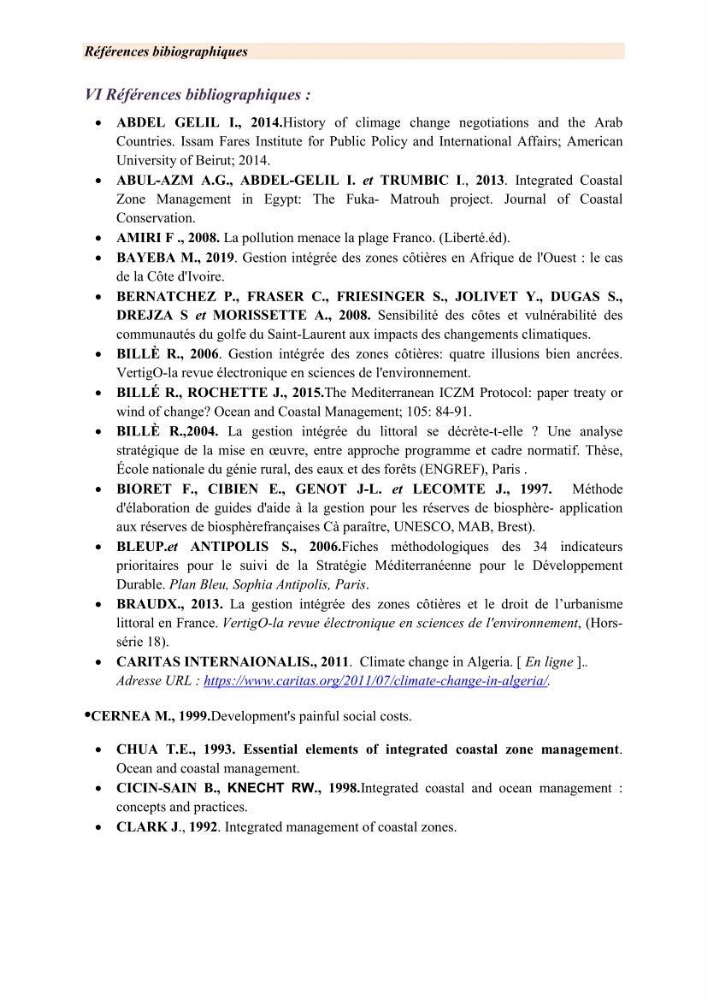 Mise en œuvre d’une gestion intégrée des zones côtières au niveau local: requis et proposition d\'un plan de gestion de la commune de Rais Hamidou