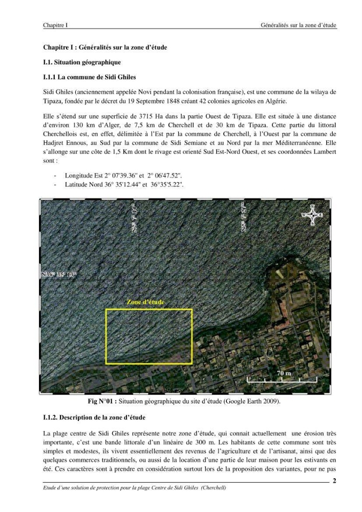 Etude d\'une solution de protection pour la plage centre de Sidi Ghiles (Cherchell)