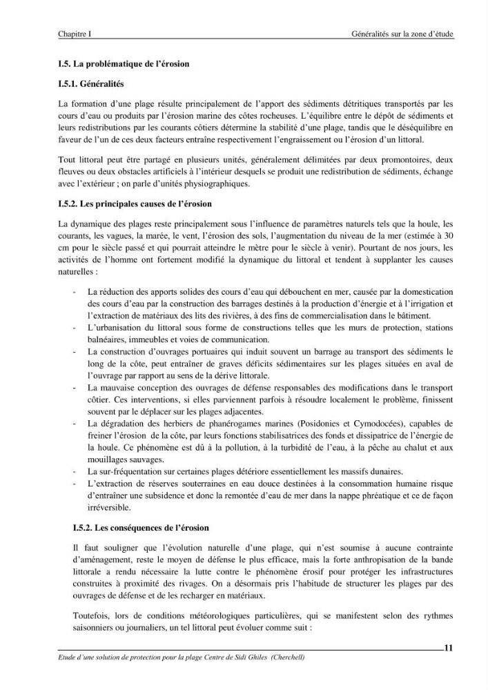 Etude d\'une solution de protection pour la plage centre de Sidi Ghiles (Cherchell)
