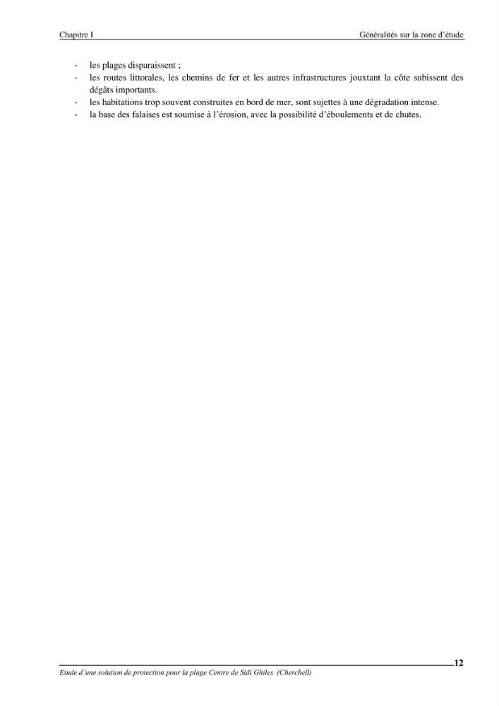 Etude d\'une solution de protection pour la plage centre de Sidi Ghiles (Cherchell)