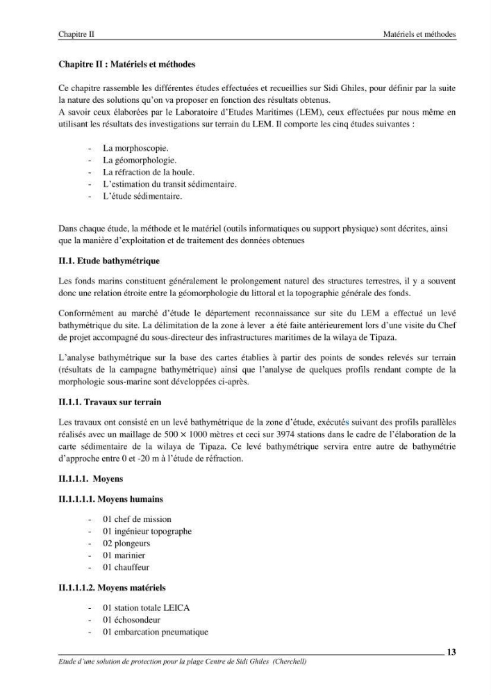Etude d\'une solution de protection pour la plage centre de Sidi Ghiles (Cherchell)