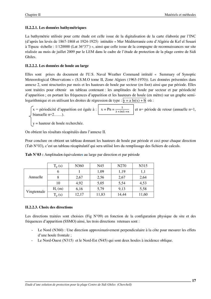 Etude d\'une solution de protection pour la plage centre de Sidi Ghiles (Cherchell)