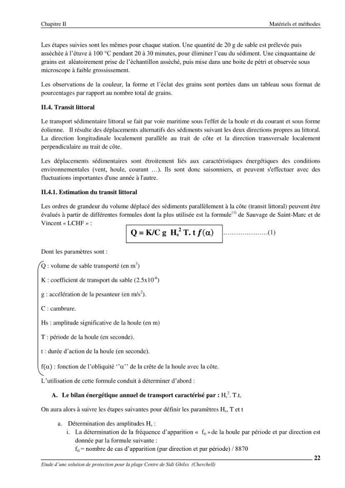 Etude d\'une solution de protection pour la plage centre de Sidi Ghiles (Cherchell)