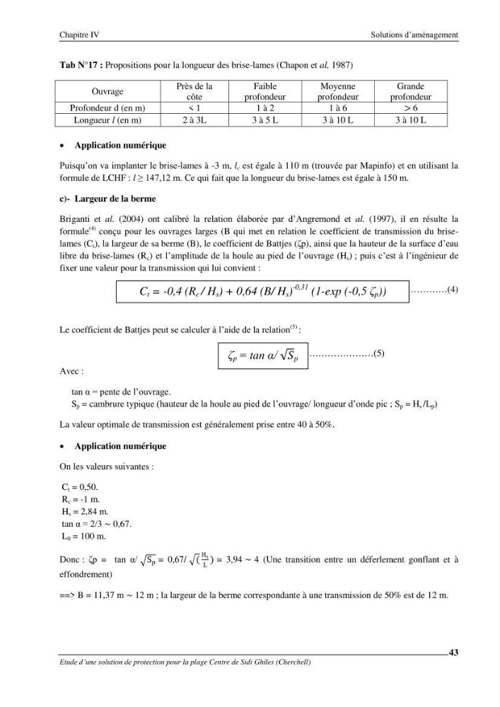 Etude d\'une solution de protection pour la plage centre de Sidi Ghiles (Cherchell)