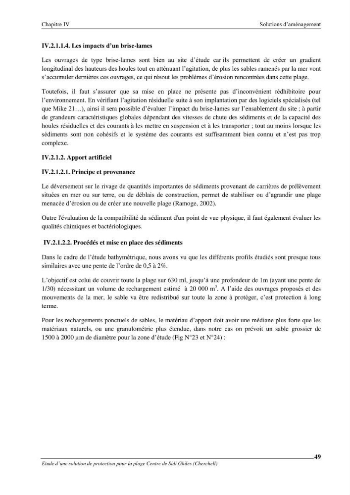 Etude d\'une solution de protection pour la plage centre de Sidi Ghiles (Cherchell)